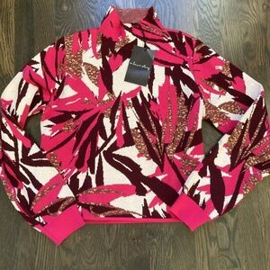 NWT A … love story Sweater Pink Gold Brown Mock Neck Pullover Size Medium